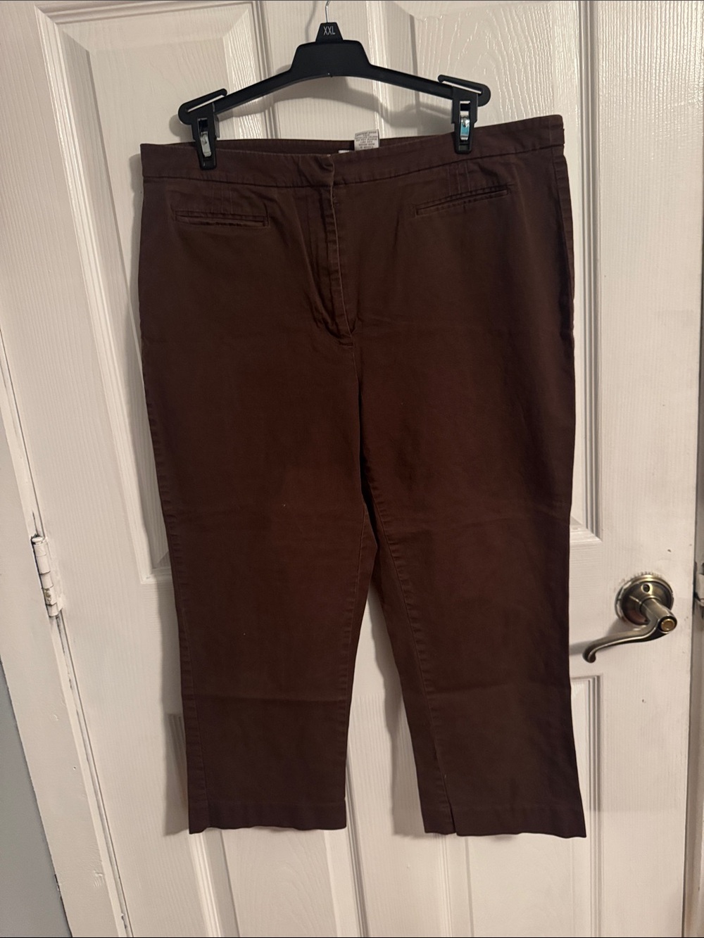 Brown Capri Straight-Leg Pants